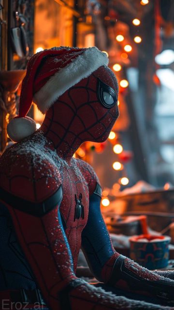 Spiderman on Christmas iPhone Wallpaper HD
