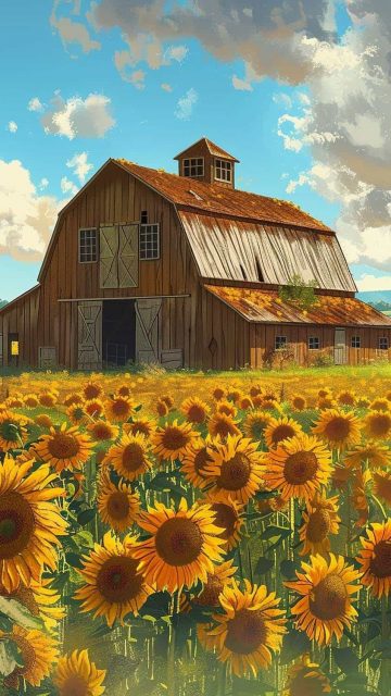 Sunflower Farm By create.and.wander.art iPhone Wallpaper HD