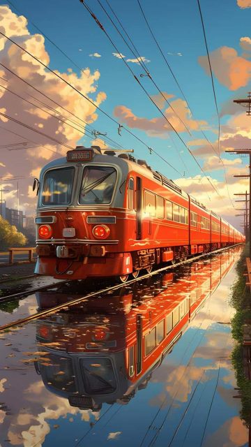 Train Reflection iPhone Wallpaper HD