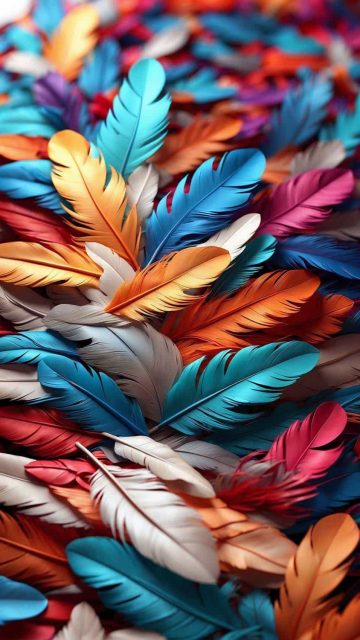 Colorful Feathers iPhone Wallpaper HD