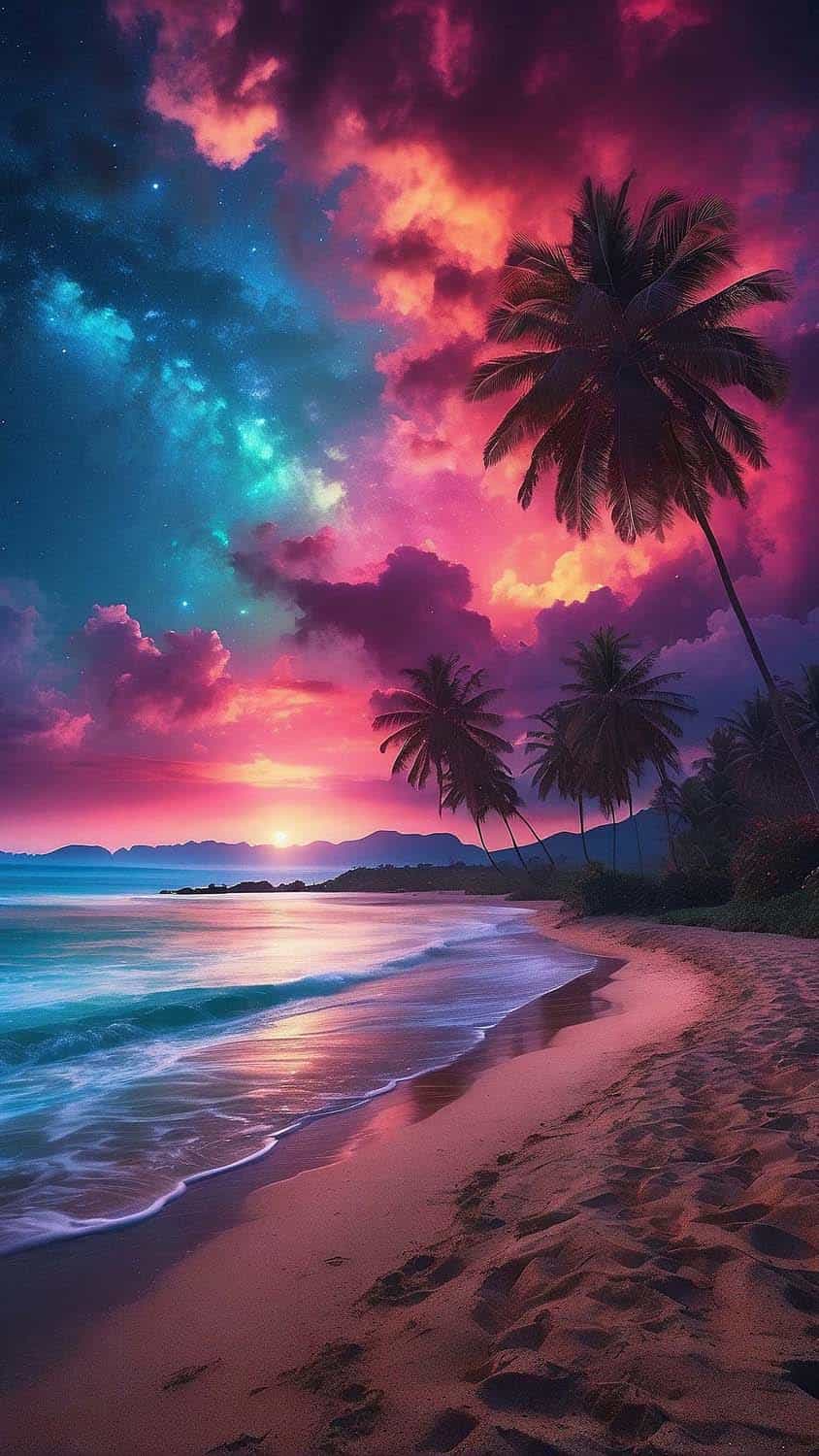 Cosmic Beach iPhone Wallpaper HD