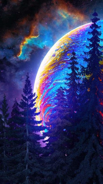 Cosmic Trees iPhone Wallpaper HD