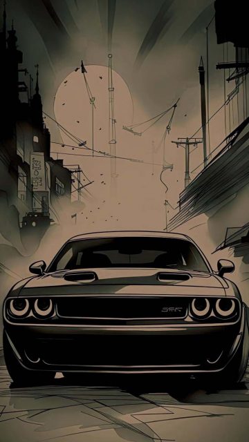 Dodge Challenger Art iPhone Wallpaper HD