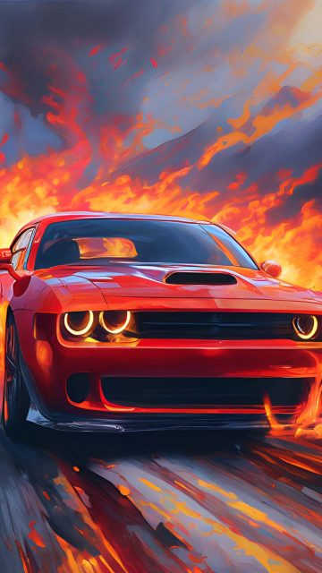 Dodge Chellanger Flames iPhone Wallpaper HD