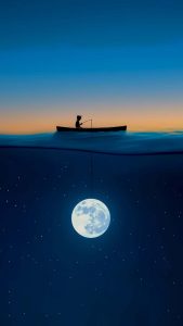 Moon Fishing iPhone Wallpaper HD