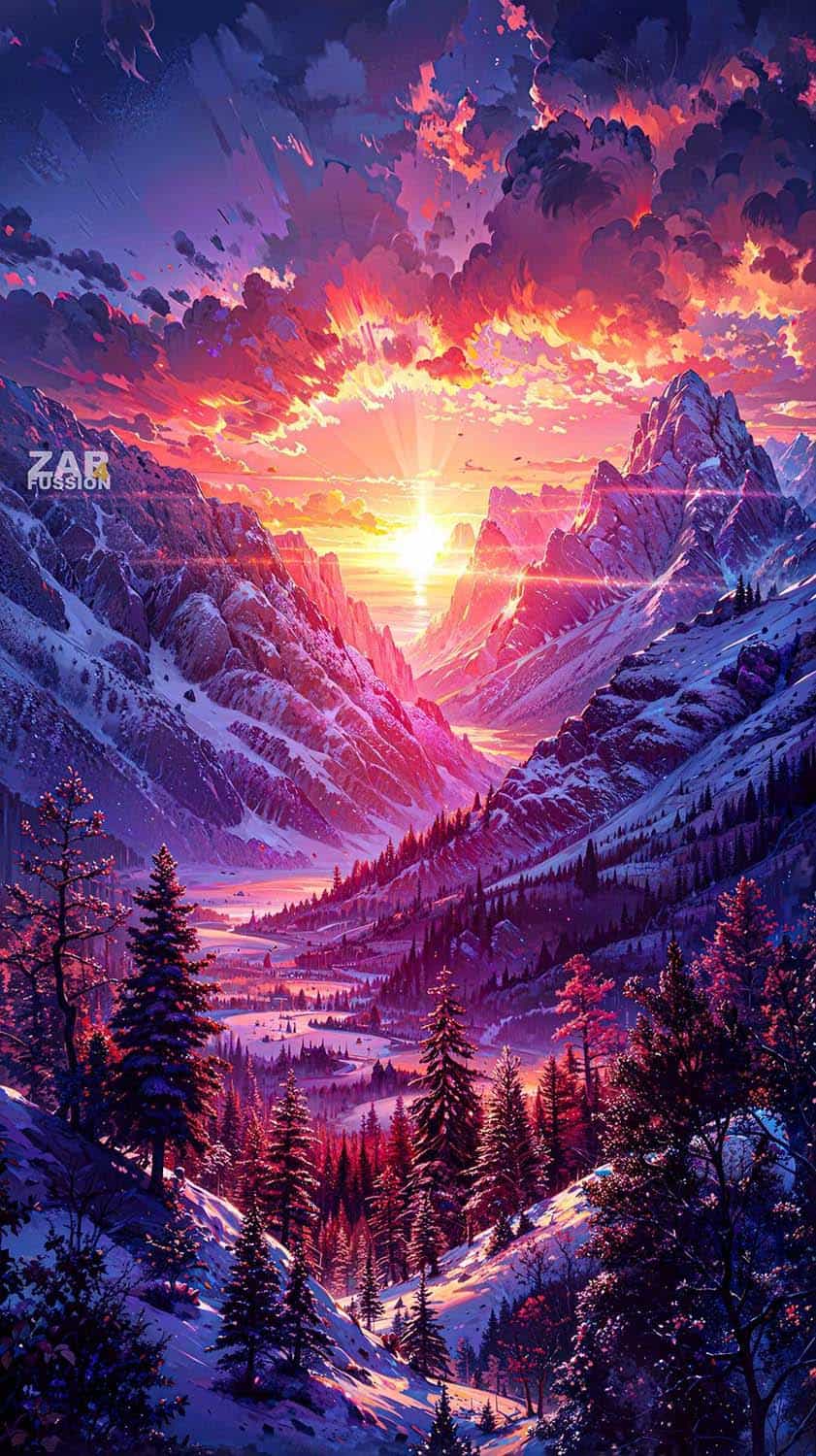 Mountain Valley Sunrise iPhone Wallpaper HD