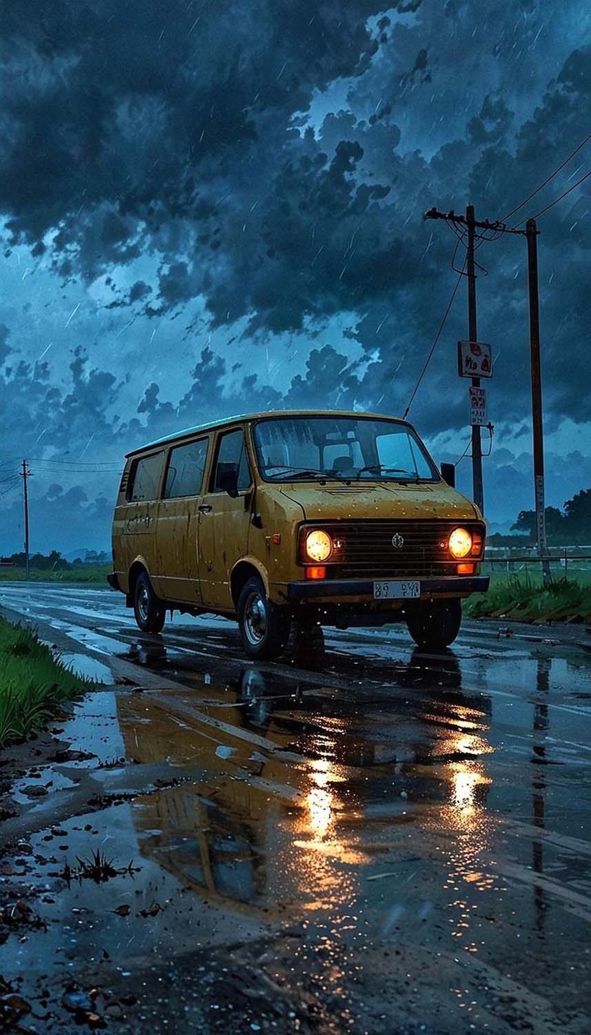 Rain Van By 8bit renders iPhone Wallpaper HD