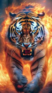 Tiger on Fire iPhone Wallpaper HD