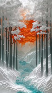 3D Snow Forest Art
