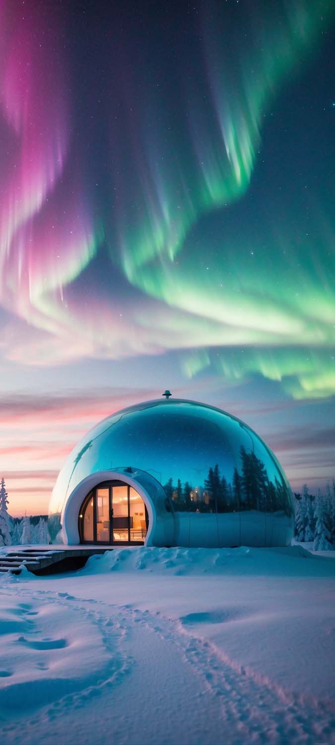 Igloo House Aurora Lights