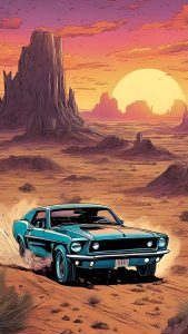 Mustang in Desert iPhone Wallpaper HD