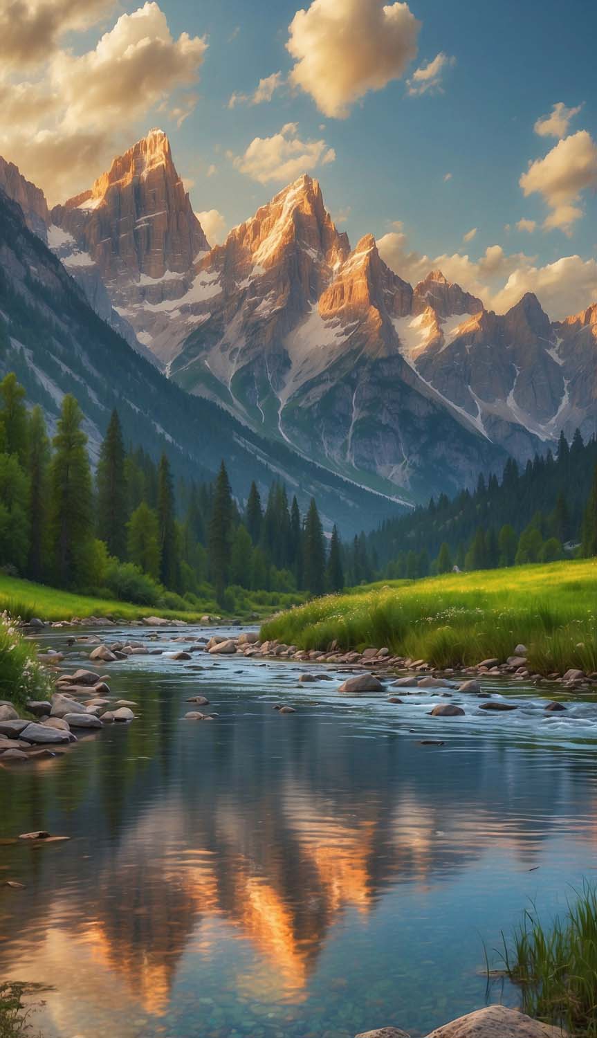 River Mountain Reflection