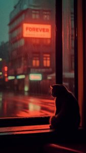 Sad Cat Sitting at Window