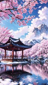 Cherry Blossom Temple Japan By mystics meta