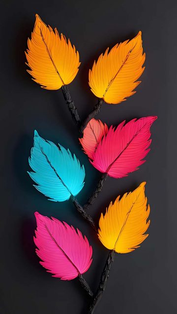 Neon Leaves iPhone Wallpaper HD