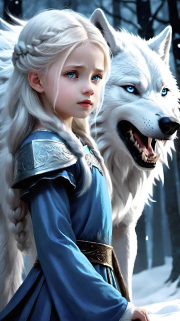 Girl with Wolf Guardian