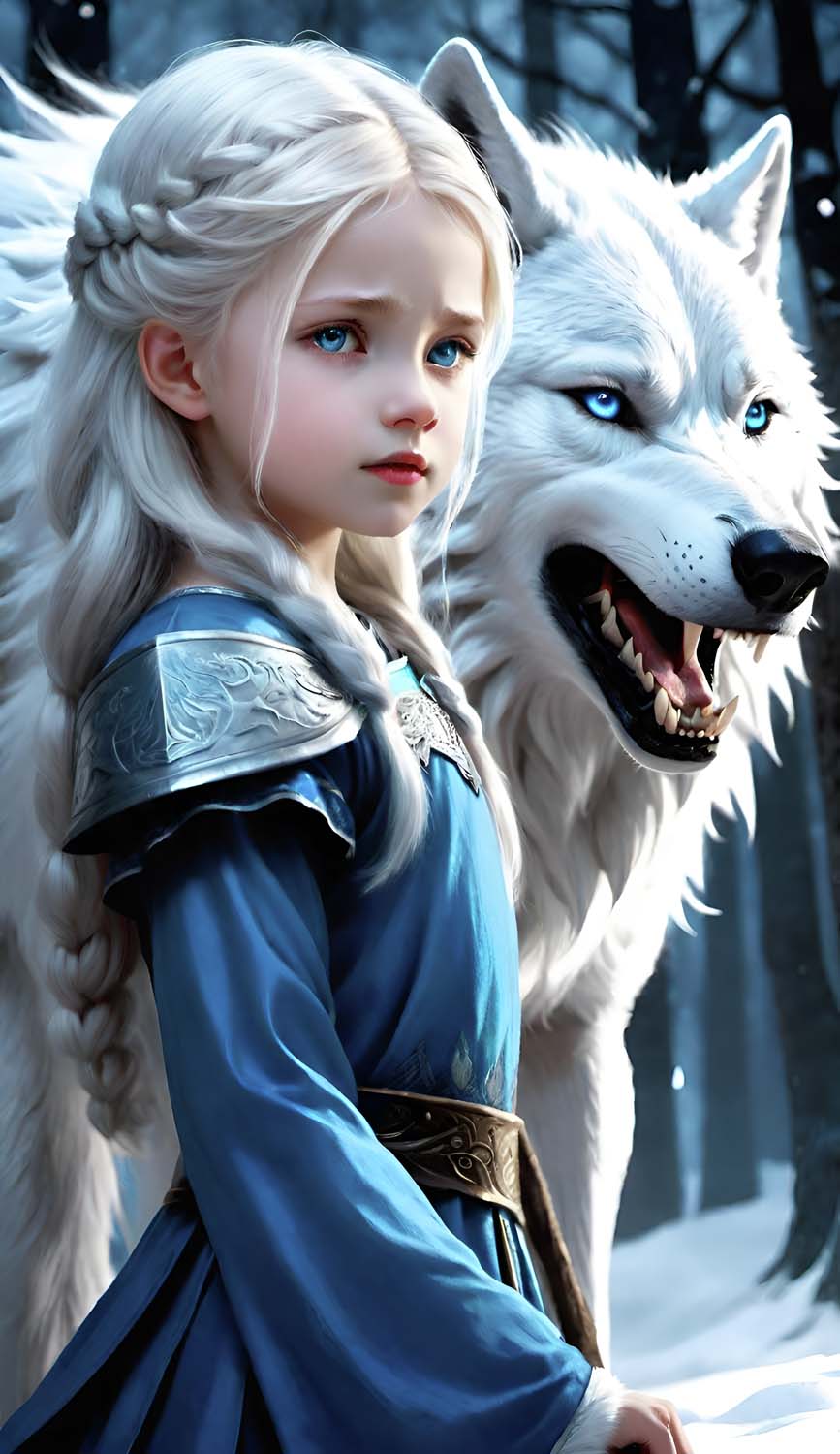 Girl with Wolf Guardian