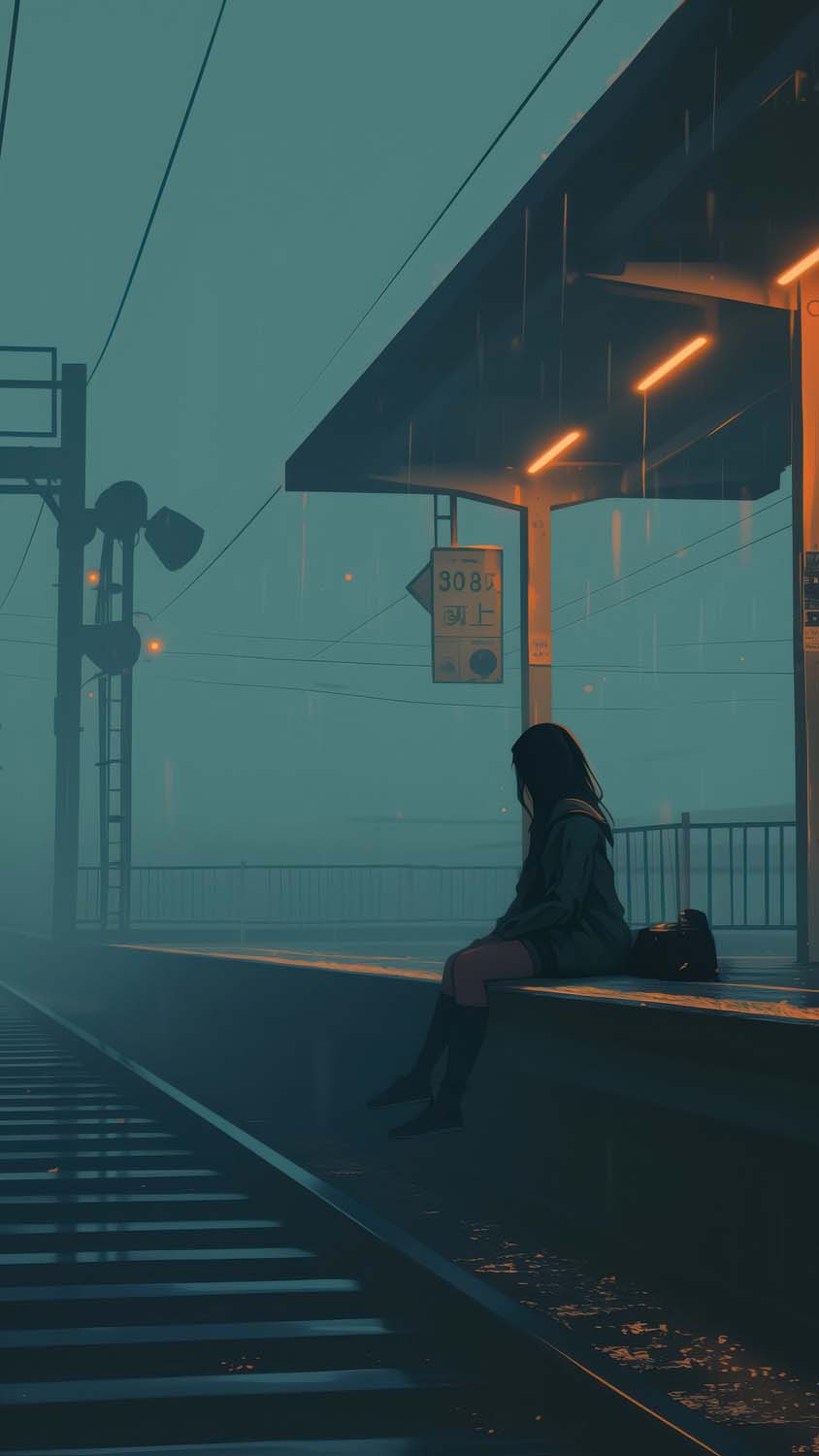 sitting at train station