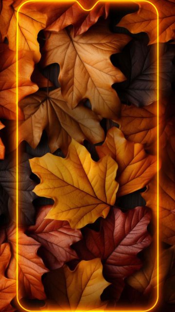 Neon Autumn Leaves Wallpaper