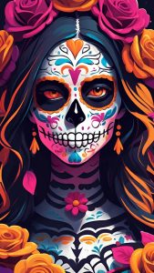 Sugar Skull Halloween Girl Wallpaper