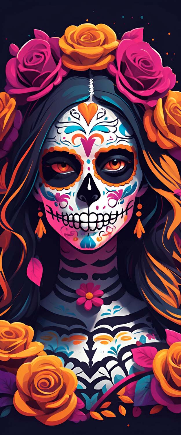 Sugar Skull Halloween Girl Wallpaper