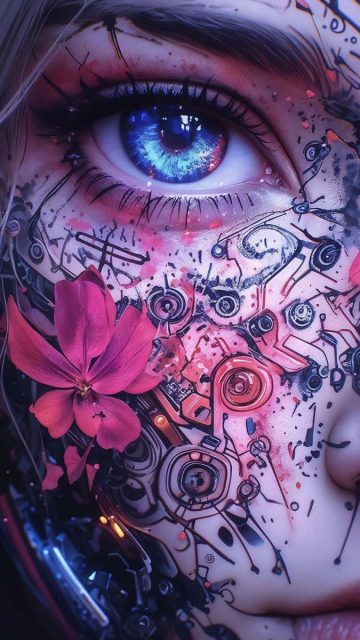 Girl Face Tattoo Art Wallpaper