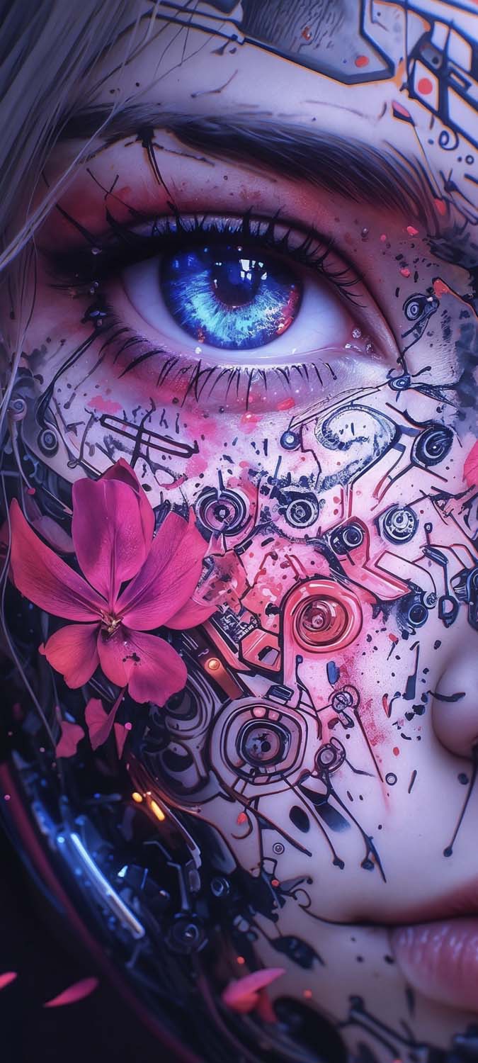 Girl Face Tattoo Art Wallpaper