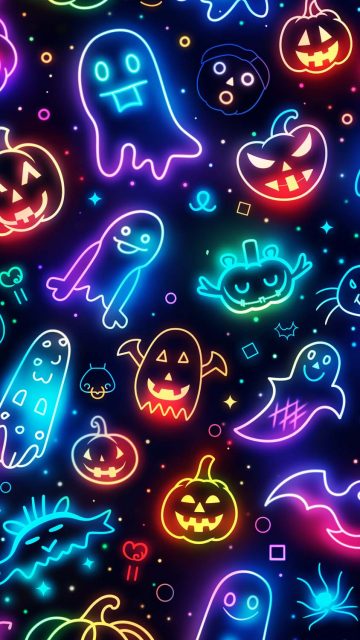 Neon Halloween Wallpaper