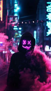 Neon Mask Guy Pink Smoke Wallpaper