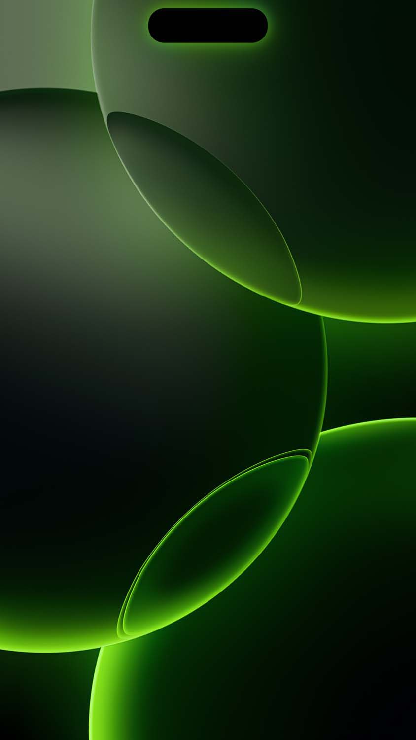 iPhone 16 Pro Green Circles Dynamic Island Wallpaper