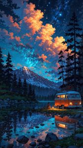 Camping in Woods Wallpaper