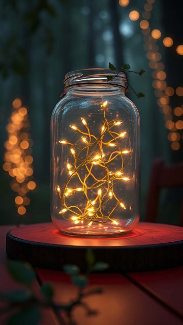 Christmas Lights in Jar Wallpaper