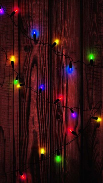 Garland Lights LED Wood Background Wallpaper