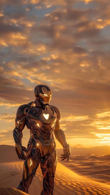 Iron Man in Desert Wallpaper