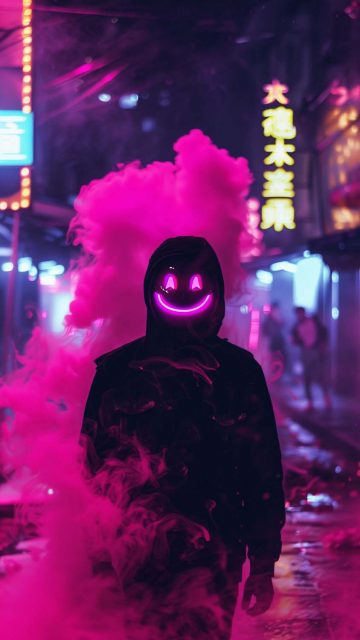 Neon Smile Mask Wallpaper