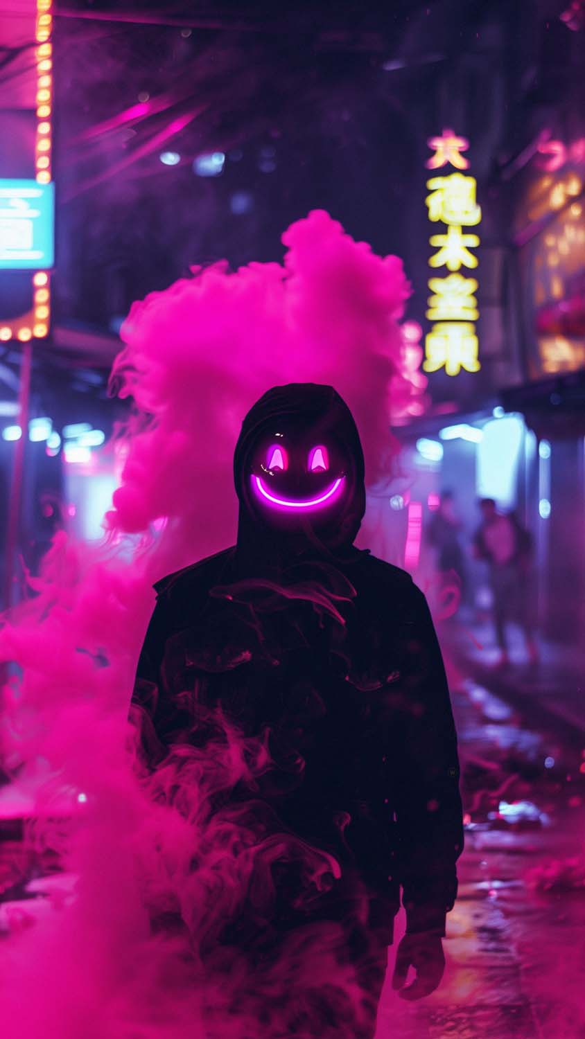 Neon Smile Mask Wallpaper