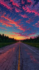 Sunset Clouds Road Wallpaper