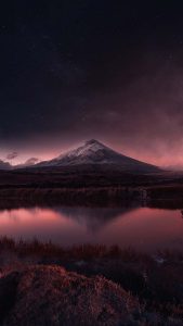 The Mountain Midnight Sky Reflection Wallpaper