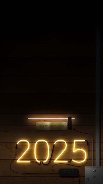 2025 Happy New Year Neon Lights iPhone Wallpaper