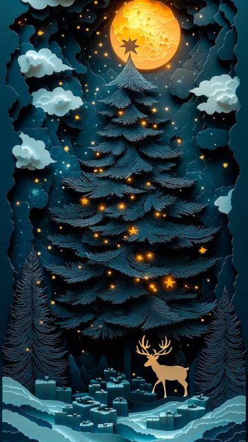 3D Christmas Tree iPhone Wallpaper