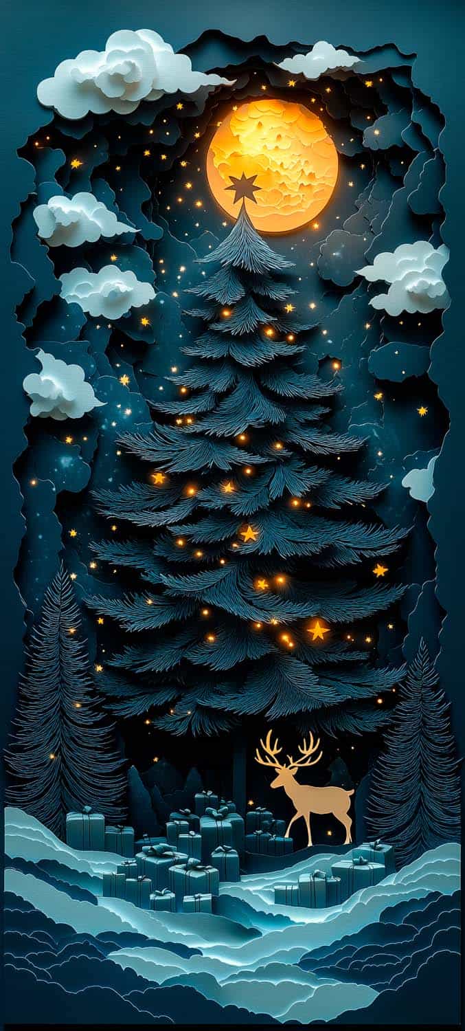 3D Christmas Tree iPhone Wallpaper