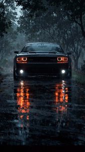 Black Dodge Challenger 2025 iPhone Wallpaper