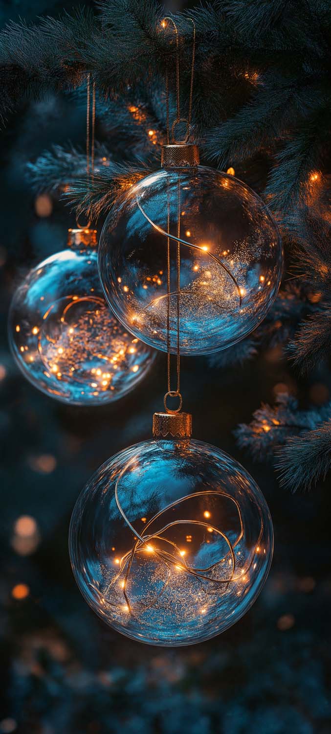 Christmas Crystal Balls Wallpaper