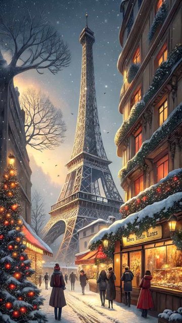 Christmas in Paris iPhone Wallpaper