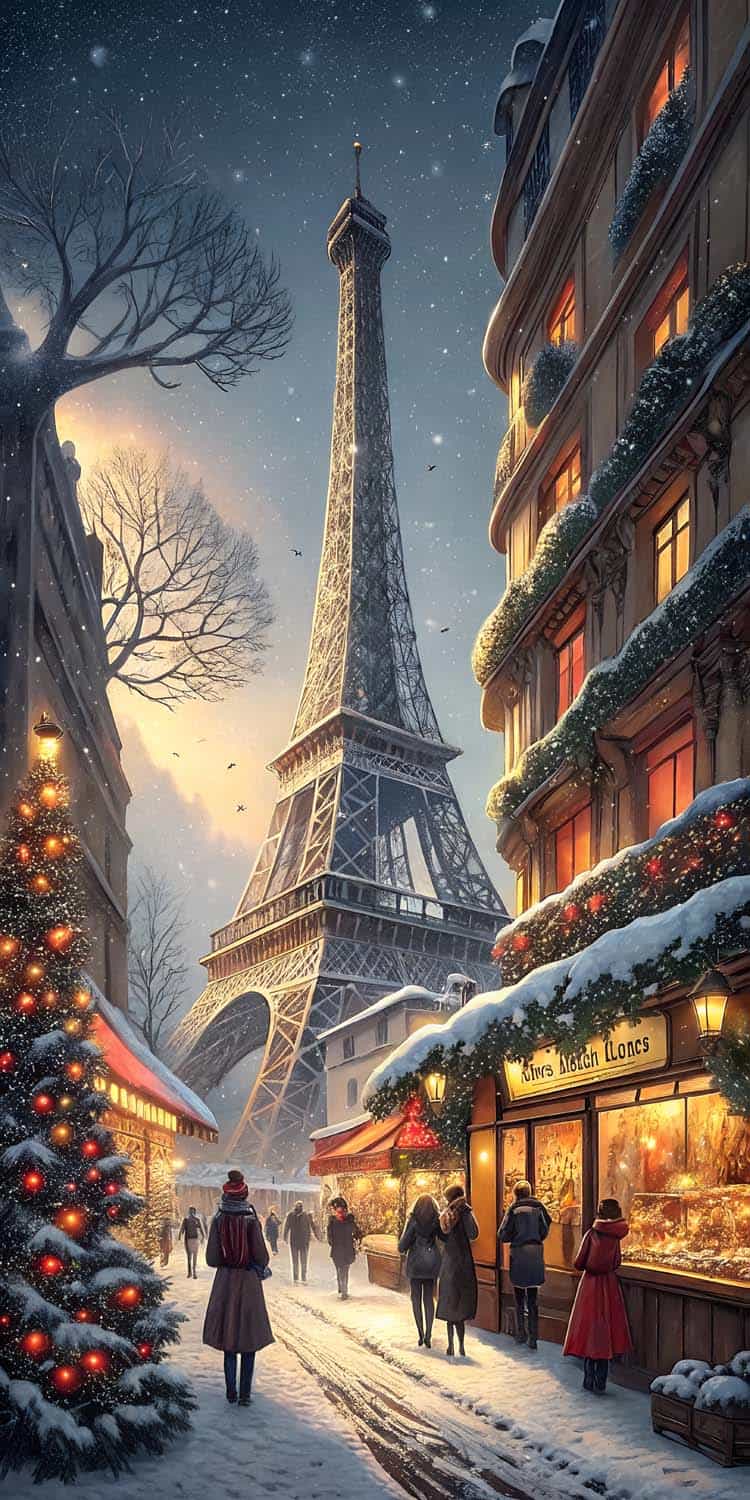 Christmas in Paris iPhone Wallpaper