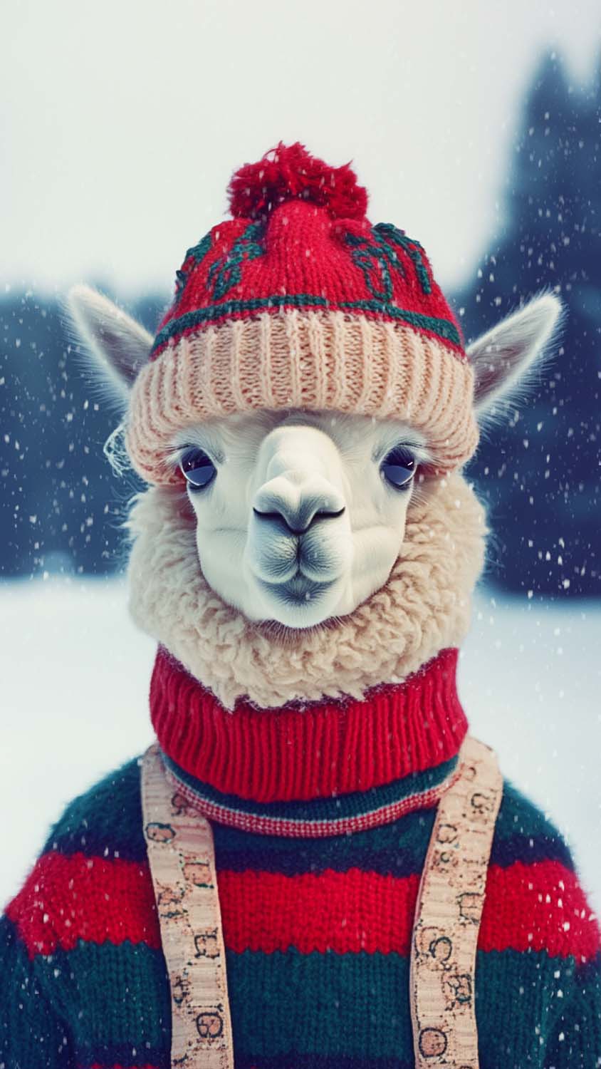 Cozy Lama iPhone Wallpaper