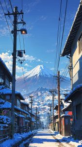 Fuji City Snow Wallpaper