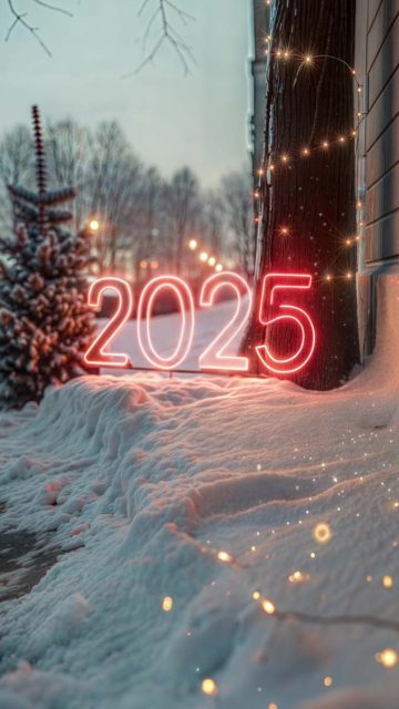 Happy New Year2025 Neon iPhone Wallpaper