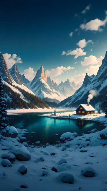 House in Snow Valley Wallpaper