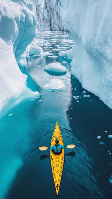 Kayaking in Glacier Water Wallpaper